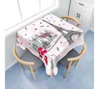 Treer Mantel Cuadrada, Serie de la Torre Eiffel Mantel Antimanchas, Lavable Manteles de Mesa, Poliéster Manteles para Decoración Hogar Cocina Comedor Cumpleaños Jardín (60x60cm,corazón)