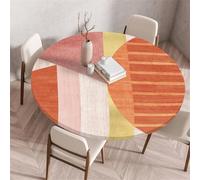 Treer Mantel Redondo Antimanchas, Estilo Naranja Mantel Mesa Redonda con Ajustable Borde Elástico, Manteles de Mesa, Lavable Manteles para Picnic Comedor Cena (100CM,Naranja 2)