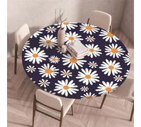 Treer Mantel Redondo Antimanchas, Mantel Mesa Redonda con Ajustable Borde Elástico, Nuevas Flores de Estilo Chino Manteles de Mesa, Lavable Manteles para Picnic Comedor Cena (70CM,BLU Navy)