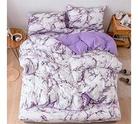 Treer Mármol Juego de Ropa de Cama, Microfibra Suave Transpirable Estilo Nórdico Pareja Niños Niña Juego de Fundas Edredón con 1 Funda Nórdica + 1/2 Funda de Almohada (Mármol Morado,220x240cm)
