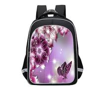 Treer Mochila Escolar, 20L Nylon Mochila Escolar, Mochila Escolar Niña Chico, Mochila Niño 6 Años, Mochila Colegio para Guardería, Primaria y Secundaria (Mariposa J,45x28x17cm)