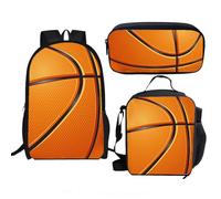Treer Mochila Niña Niño Mochilas Escolares Estampado Baloncesto Llama Juego De Mochila con Lonchera y Estuche para Lápices Juego de 3 Mochila Infantil Adolescente para Escuela, Viajes (Abstracto)
