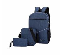 Treer Mochila Niña Niño Mochilas Escolares Juego de Mochila con Bolso Bandolera y Estuche para Lápices Juego de 3 Impermeable Mochila Infantil Adolescente para Escuela Viajes Intemperie (Azul)