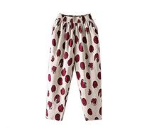 Treer Mujer Pantalón Anchos de Lino, Verano Estampado Casual Pantalones Harem Cómodo Cintura Alta Elástica Pantalones de Yoga Grande Talla Baggy con Bolsillos Laterales (3XL,Lunares Rojos)