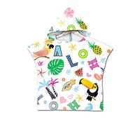 Treer Niños Poncho de Toalla de Playa con Capucha, Caricatura Unicornio Bata cambiante de Microfibra Grande Bebé Manta Nadando Secado Rápido Toalla para Niños Niñas (60x60cm,Tucán)