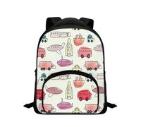 Treer Nylon Mochila Escolar, 3D Coche de Dibujos Animados Mochila Escolar, Mochila Escolar Niña Chico, Mochila Niño 3-10 Años, Mochila Colegio para Primaria y Secundaria (Cohete,31x25x14cm)