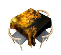Treer Otoño Hoja de Arce Mantel Antimanchas, Mantel Lavable Efecto Loto Manteles de Mesa,Cuadrada Poliéster Manteles para Decoración Hogar Cocina Comedor Jardín (Negro,120x120cm)