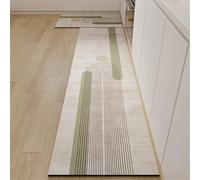 Treer Ovalado Alfombra Cocina, Estampado de líneas Minimalistas Moderno Alfombra de Barro de Diatomeas, Absorbebles Lavable Antideslizante, para Pasillo Piso, Comedor y Entrada (Verde,60x180cm)