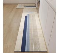 Treer Ovalado Alfombra Cocina, Estampado de líneas Minimalistas Moderno Alfombra de Barro de Diatomeas, Absorbebles Lavable Antideslizante, para Pasillo Piso, Comedor y Entrada (Azul,60x90cm)
