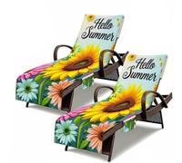 Treer Pack de 2 Toallas de Playa para Tumbona con Bolsillos (Margarita,210x74cm)
