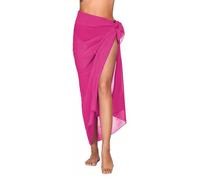 Treer Pareos de Playa para Mujer Cubrirse Traje de Baño para Bikini Bañador de Gasa Pareo Bufanda Wrap Sarong Coverups Chal Multifuncional Beach Coverups -145x110cm,Rosa roja