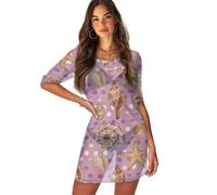Treer Pareos Vestido Playa Mujer, Pareo Mujer Verano Bikini Cover Up Malla Transparente Traje de Baño Cubrir Bikini Vestido Cómodo Loose Chic para Vacaciones Beach (Caracola Morada,XXL)