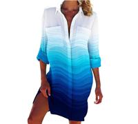 Treer Pareos Vestido Playa Mujer, Pareo Mujer Verano Bikini Cover Up Traje de Baño Cubrir Bikini Vestido Arte en Color 3D Camisa Cómodo Loose Chic para Vacaciones Beach (Blanco Azulado,5XL)