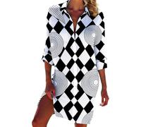 Treer Pareos Vestido Playa Mujer, Pareo Mujer Verano Bikini Cover Up Traje de Baño Cubrir Bikini Vestido Arte en Color 3D Camisa Cómodo Loose Chic para Vacaciones Beach (Círculo,XXL)