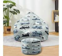 Treer Patrón de Coche Funda Puff Pera Salon sin Relleno, Cojín Puff Pera Bean Bag con Reposapies Bolsa de Frijol con Cremallera para Interior, Exterior, Oficina, Salón (Estilos 9,70x80+20x30cm)