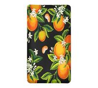 Treer Patrón de Frutas Sabanas Bajeras para Cuna Bebe, Sábana Bajera Ajustable Minicuna Funda Capazo Transpirable Universal Protectores De Colchonetas (piel de naranja,120x60x20cm)
