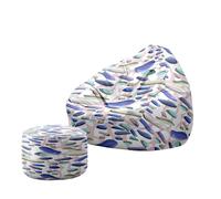 Treer Piedras de Colores 3D Funda Puff Pera Salon sin Relleno, Adulto Cojín Puff Pera Bean Bag con Reposapies Bolsa de Frijol con Cremallera para Interior, Exterior, Oficina, Salón (G,100x120+20x30cm)