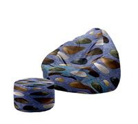 Treer Piedras de Colores 3D Funda Puff Pera Salon sin Relleno, Adulto Cojín Puff Pera Bean Bag con Reposapies Bolsa de Frijol con Cremallera para Interior, Exterior, Oficina, Salón (E,70x80+20x30cm)