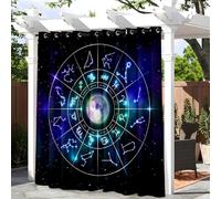 Treer Planetas del Universo 3D Cortinas Exterior Impermeable, 1 Panel Terraza Cortinas Opacas Patio con Anillos, para Balcones, Pérgolas y Terrazas Exterior (Constelación,W150*L166cm)