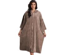 Treer Poncho de Surf Hombre Mujer Microfibra Poncho Surf Toalla con Capucha y Cremallera de Roba de Baño Transpirable Toalla Poncho para Gimnasio Playa Piscina (Marrón,75 * 110cm)