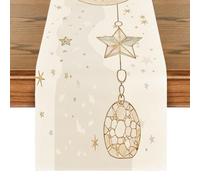 Treer Ramadan Eid Mubarak Camino de Mesa Elegante Estampado de Luna y Farol, Mantel de Lino para Decoración de Mesa del Hogar Musulmán Islámica Iftar, Cena de Fiesta (Estilo 1,33x200cm)