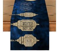 Treer Ramadan Eid Mubarak Camino de Mesa Elegante Estampado de Luna y Farol, Mantel de Lino para Decoración de Mesa del Hogar Musulmán Islámica Iftar, Cena de Fiesta (Estilo 7,33x150cm)
