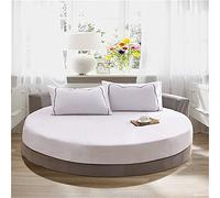 Treer Sábana Bajera Ajustable de 100% Algodón Cama Redonda del Hotel, Protector de Colchón Cómoda y Transpirable con Elástica Bolsillo Profundo para Grueso Colchón (Blanco,180x180+25cm)