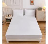 Treer Sábana Bajera Ajustable de Microfibra Antiarrugas Poliéster Suave con Bolsillo Profundo de 30cm Deep Fitted Sheet para Niños y Adultos (Blanco,140x200x30cm)