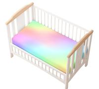 Treer Sabanas Bajeras Cuna para Minicuna, Sabanas Bajeras Capazo Suave Sábanas de Cuna Microfibra Protector Colchon Cuna con Elástico para Rectangula Colchón de Bebé (90x55x10cm,Arco iris 3)