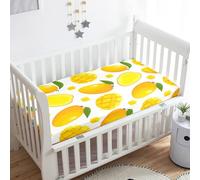 Treer Sabanas Bajeras para Cuna Bebe, Patrón de Frutas Sábana Bajera Ajustable Minicuna Funda Capazo Transpirable Universal Protectores De Colchonetas para Niña y Niño (Mango,90x40x10cm)