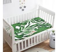 Treer Sabanas Cuna Minicuna, 3D Hoja de Plátano Capazo Sabanas Carrito Bebe Acogedor y Transpirable Protector Colchon Cuna para Rectangula Colchón de Bebé (Hoja,85x51x10cm)