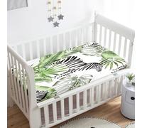 Treer Sabanas Cuna Minicuna, 3D Hoja de Plátano Capazo Sabanas Carrito Bebe Acogedor y Transpirable Protector Colchon Cuna para Rectangula Colchón de Bebé (Blanco,85x51x10cm)