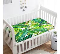 Treer Sabanas Cuna Minicuna, 3D Hoja de Plátano Capazo Sabanas Carrito Bebe Acogedor y Transpirable Protector Colchon Cuna para Rectangula Colchón de Bebé (Verde,120x60x20cm)