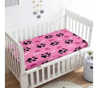 Treer Sabanas Cuna Minicuna, 3D Huella de Gatito Capazo Sabanas Carrito Bebe Acogedor y Transpirable Protector Colchon Cuna para Rectangula Colchón de Bebé (Rosa,120x60x20cm)