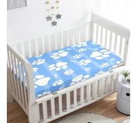 Treer Sabanas Cuna Minicuna, 3D Huella de Gatito Capazo Sabanas Carrito Bebe Acogedor y Transpirable Protector Colchon Cuna para Rectangula Colchón de Bebé (Azul,160x80x20cm)