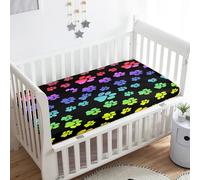 Treer Sabanas Cuna Minicuna, 3D Moda Negra Funda Capazo Sabanas Carrito Bebe Acogedor y Transpirable Protector Colchon Cuna para Rectangula Colchón de Bebé (Arco Iris,120x60x20cm)