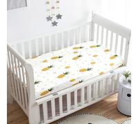 Treer Sabanas Cuna Minicuna, 3D Piña Funda Capazo Sabanas Carrito Bebe Acogedor y Transpirable Protector Colchon Cuna para Rectangula Colchón de Bebé (Piña,95x65x10cm)