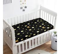 Treer Sabanas Cuna Minicuna, 3D Puntos de Colores Capazo Sabanas Carrito Bebe Acogedor y Transpirable Protector Colchon Cuna para Rectangula Colchón de Bebé (Negro,80x40x10cm)