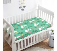 Treer Sabanas Cuna Minicuna, Bonita alpaca Funda Capazo Sabanas Carrito Bebe Acogedor y Transpirable Protector Colchon Cuna para Rectangula Colchón de Bebé (Verde,90x55x10cm)