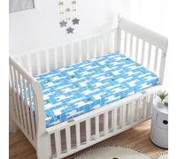 Treer Sabanas Cuna Minicuna, Bonita alpaca Funda Capazo Sabanas Carrito Bebe Acogedor y Transpirable Protector Colchon Cuna para Rectangula Colchón de Bebé (Azul,120x60x20cm)