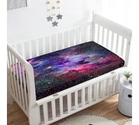 Treer Sabanas Cuna Minicuna, Cielo Estrellado Azul 3D Funda Capazo Sabanas Carrito Bebe Acogedor y Transpirable Protector Colchon Cuna para Rectangula Colchón de Bebé (Espacio,95x65x10cm)