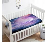 Treer Sabanas Cuna Minicuna, Espacio 3D Funda Capazo Sabanas Carrito Bebe Acogedor y Transpirable Protector Colchon Cuna para Rectangula Colchón de Bebé (Planeta,85x51x10cm)