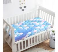 Treer Sabanas Cuna Minicuna, Funda Capazo 3D Escama de Pez Sabanas Carrito Bebe Acogedor y Transpirable Protector Colchon Cuna para Rectangula Colchón de Bebé (Azul,140x70x20cm)