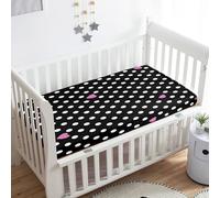 Treer Sabanas Cuna Minicuna, Puntos Arco iris Capazo Sabanas Carrito Bebe Acogedor y Transpirable Protector Colchon Cuna para Rectangula Colchón de Bebé (Negro,95x65x10cm)