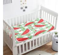 Treer Sabanas Cuna Minicuna, Sandía de Verano Funda Capazo Sabanas Carrito Bebe Acogedor y Transpirable Protector Colchon Cuna para Rectangula Colchón de Bebé (Verde,95x65x10cm)