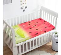 Treer Sabanas Cuna Minicuna, Sandía de Verano Funda Capazo Sabanas Carrito Bebe Acogedor y Transpirable Protector Colchon Cuna para Rectangula Colchón de Bebé (Rosa,95x65x10cm)