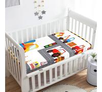 Treer Sabanas Cuna Minicuna, Vehículos 3D Capazo Sabanas Carrito Bebe Acogedor y Transpirable Protector Colchon Cuna para Rectangula Colchón de Bebé (Grúa,95x65x10cm)