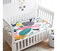 Treer Sabanas Cuna Minicuna, Verde Hoja de Plátano Capazo Sabanas Carrito Bebe Acogedor y Transpirable Protector Colchon Cuna para Rectangula Colchón de Bebé (Colorido,90x55x10cm)