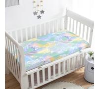 Treer Sabanas Cuna Minicuna, Verde Hoja de Plátano Capazo Sabanas Carrito Bebe Acogedor y Transpirable Protector Colchon Cuna para Rectangula Colchón de Bebé (Aqua,120x60x20cm)