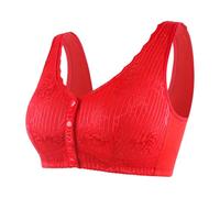 Treer Sujetador Sin Aros Tallas Grandes Push Up, Sujetador Sin Aros ni Costuras Copa Completa Suave Comodos con Bandolera Ajustable para Uso Diario Mujer Pechos Generosos (46/105,337 Rojo)
